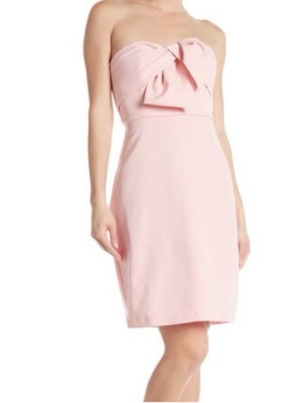 Sam Edelman Strapless Light Pink Bow-Front Sheath Dress